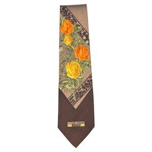 Vintage Luciano Soprani‎ UOMO floral tie, flowers, brown